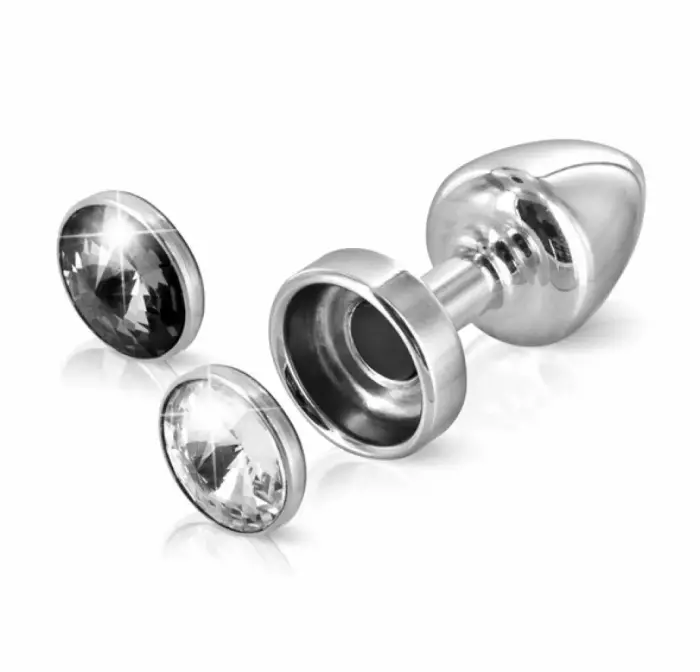 Diogol Anni Magnet aliuminis analinis kištukas su „Swarovski“ kristalu – 2.5 cm – juodas/skaidrus