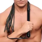 Red Leather Wooden Martinet – ādas pātaga (martinets) ar koka rokturi, 12 sloksnes – melna – 78 cm — Foto 2