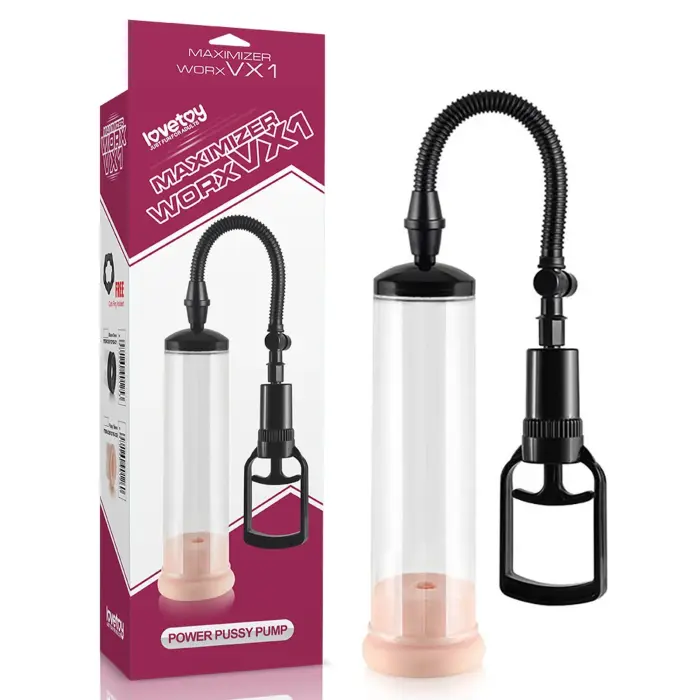 Maximizer Worx VX1 – penis vacuum pump with trigger, sleeve and ring – transparent – 20.3 cm
