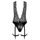 Noir Libido Lace Bodysuit with Pearl Chain and Open Crotch – Black – S — Photo 7