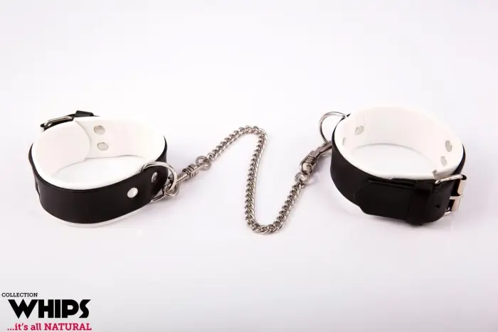 Leather Ankle Cuffs – White/Black