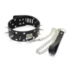 Leather Spiked Collar with Leash — Photo 4