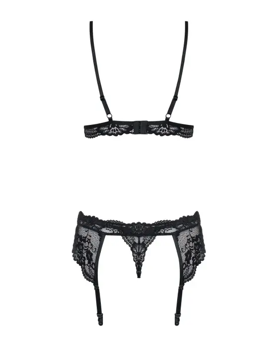 Obsessive 3-piece Lingerie Set – Black – S/M