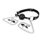 Bedroom Fantasies - Ball Gag with Nipple Clamps Black Foto 5