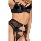 Комплект белья Cottelli LINGERIE с кружевом и винилом – 80B/M – чёрный — Фото 4