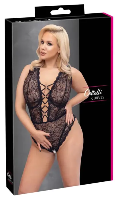 Cottelli CURVES mežģīņu bodijs ar stīpiņām – 85D/L