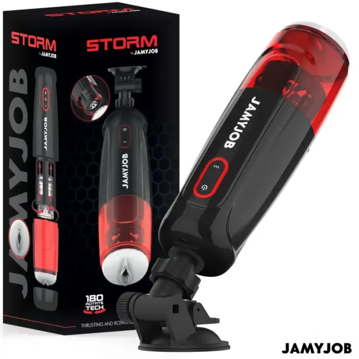 Jamyjob Storm automatinis masturbatorius – juodas-raudonas