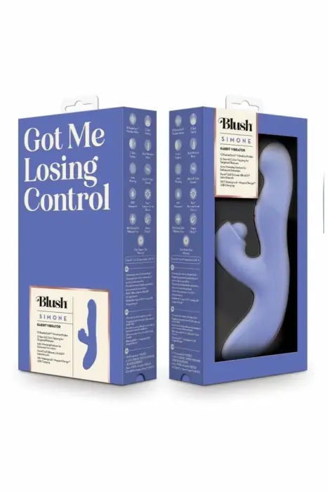 BLUSH COLLECTION Simone Tapping Rabbit Vibrator, Warming, 10 Modes, Waterproof, Blue