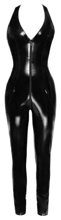 Black Level Vinyl Catsuit with Halterneck and 2-Way Zip – Black – S Photo