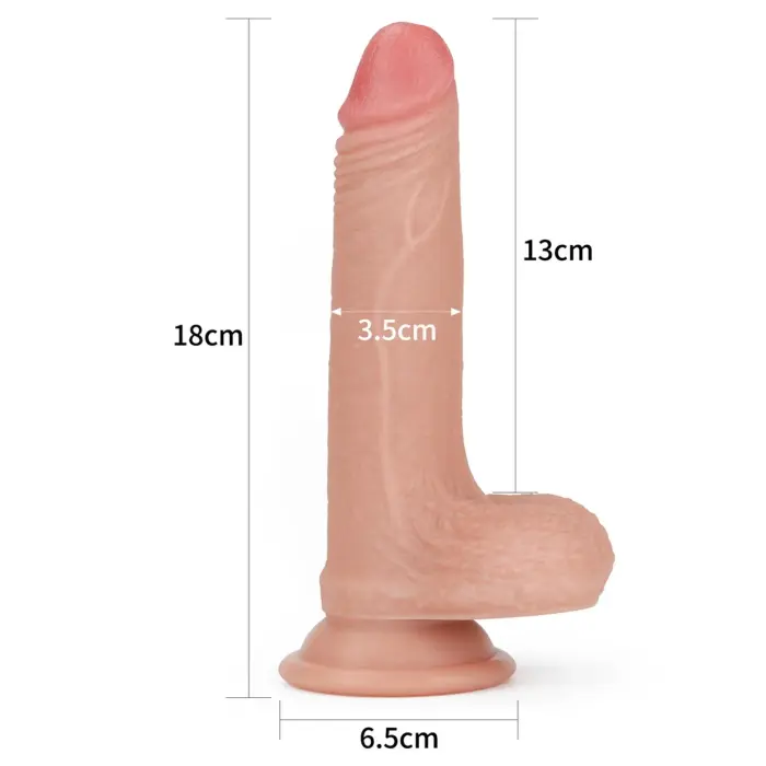Dual Layered Realistic Textured Dildo with Suction Cup – 18.3 cm (7.2″)