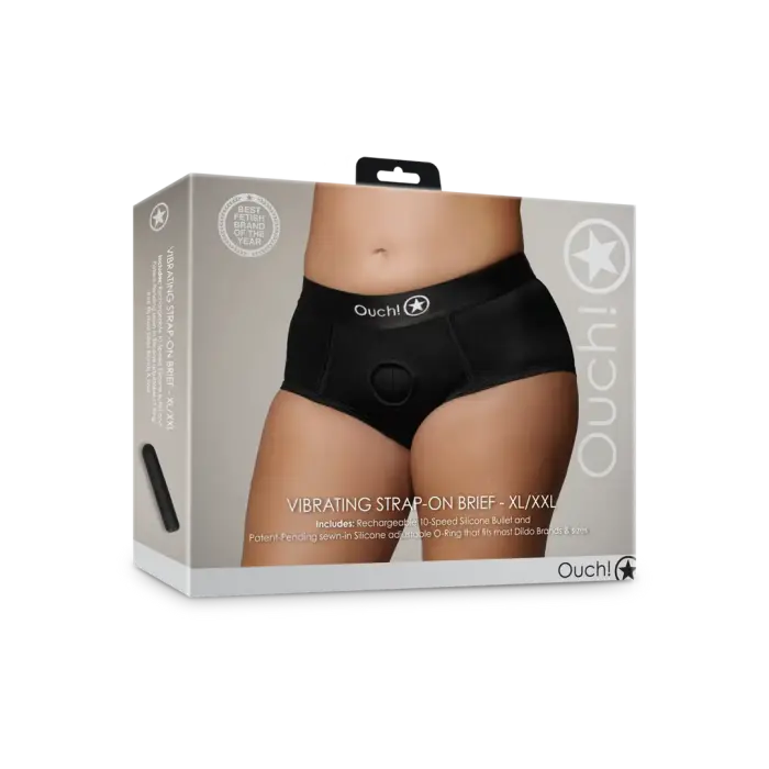 Вибрирующие страпон-трусы – XL/XXL – черные