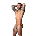 Male Power Uplift Jockstrap with Cock Ring – Grey/Orange – L/XL — Photo 2