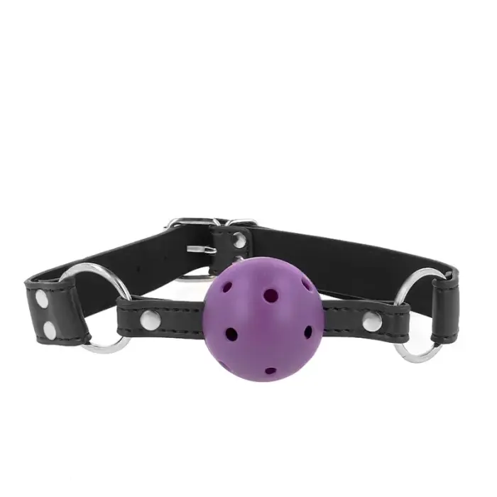 KINK Breathable Ball Gag 4cm Purple – Adjustable Double Rivet Strap 62.5cm
