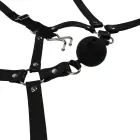 Shots Ouch! Adjustable Leather Head Harness with Breathable Ball Gag – Black — Photo 6