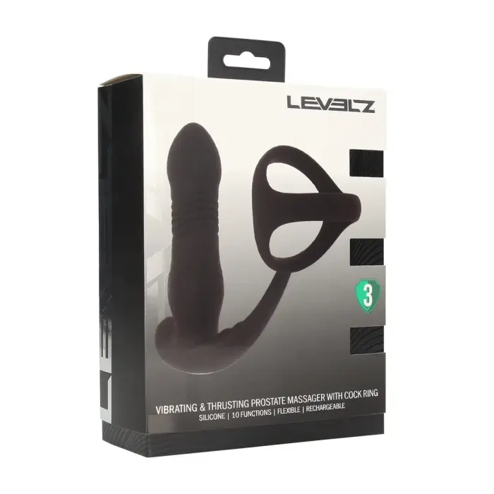 LEVELZ Pro Black – Вибрирующая и движущаяся анальная система с кольцом – Черный