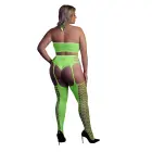 Two Piece Crop Top and Stockings Set – Neon Green – Plus Size Photo