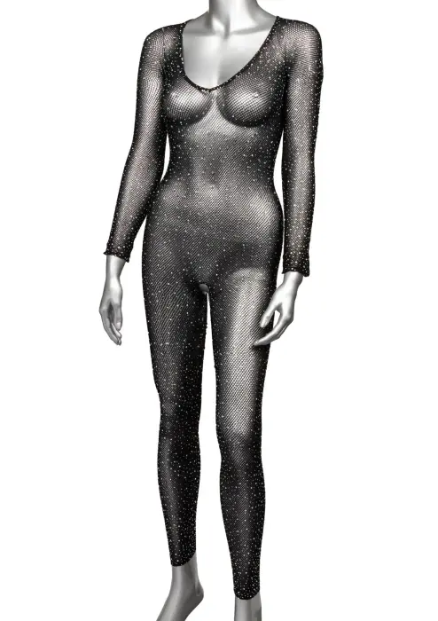Radiance Mesh Bodysuit with Open Crotch – Black – Plus Size