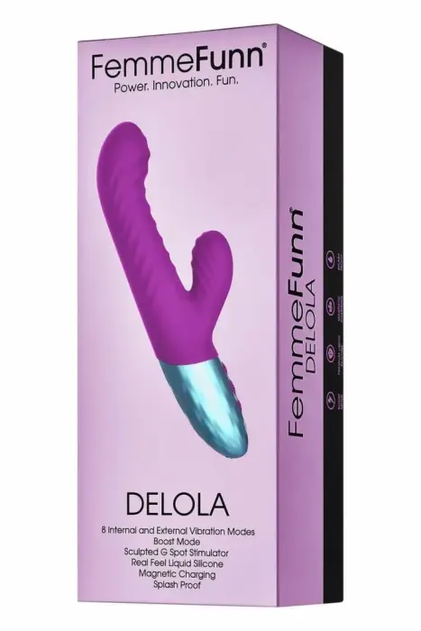 Ребристый вибратор двойной плотности FemmeFunn Delola – 23.6 cm (9.3″) – фиолетовый