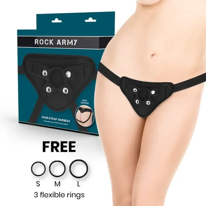 RockArmy Adjustable Harness Set with Flexible Silicone Rings – Black