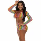 Комплект из трех предметов Leg Avenue Rainbow Mesh – топ, болеро и шорты – один размер — Фото 3