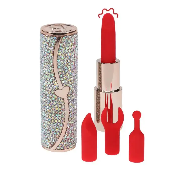 Sparkle Lipstick Vibrator with 4 Attachments – 2.8 cm – Iridescent