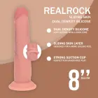 Dviejų sluoksnių silikoninis realistiškas sliding skin dildo – 20.5 cm (8″) – kūno spalva — Nuotrauka 5