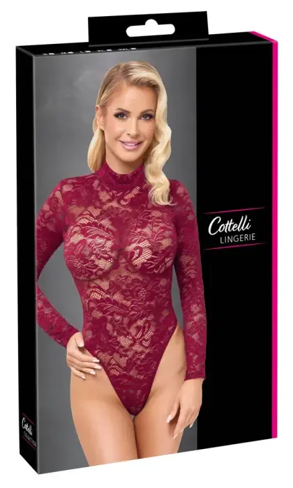 Cottelli Lingerie Lace Bodysuit – Red – 2XL