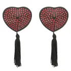 Coquette Chic Desire Heart Nipple Covers Self-Adhesive Black/Red Set — Photo 3