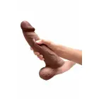 b-Vibe SlipSkin 10" Curved – survele reageerivast silikoonist iminapaga dildo – pruun – 25,4 cm — Foto 5