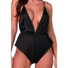 Passion Sensie Satin Bodysuit – Black – L/XL — Photo 2