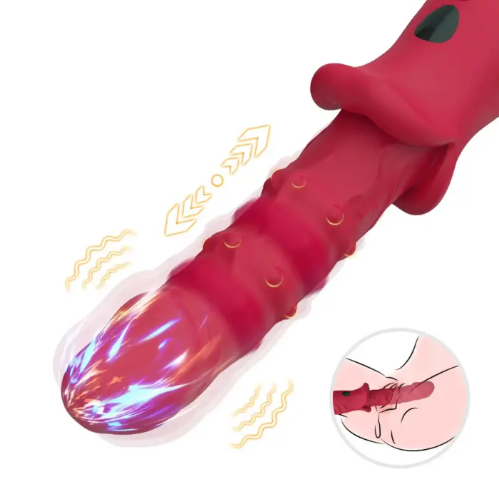 Dick Red 9 vibrācijas funkcija vibrators – 21.7 cm (8.5″) – sarkans Foto 6