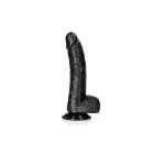 Išlenktas realistiškas dildo su sėklidėmis ir siurbtuku – 20,5 cm (8″) – Juodas Photo