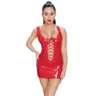 Black Level Shiny Vinyl Dress with Lacing – Red – L — Photo 2