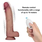LoveToy Vibrating Sliding Skin Pro II – dviejų sluoksnių realistiškas silikoninis dildo su vibracija – 25,4 cm (10'') — Nuotrauka 13