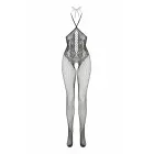 Christine Open Cup Fishnet Bodystocking - Lace Detail, Black, One Size — Foto 4