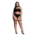 Ananke XII Plus Size 3-Piece Set: Choker, Bandeau Top & Garters – Black – Plus size — Photo 1