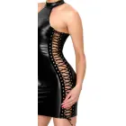 Noir Handmade – powerwetlook mini kleita ar kakla saiti, atkailinātiem pleciem un sānu šņorējumu – melna – XL — Foto 5
