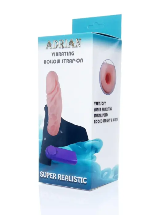 Adrian вибрирующий полый страпон-дилдо – 18 cm (7″) – телесный