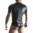 Men's Wet Look V-Neck T-Shirt with Breast Access – Black – XL — Photo 6
