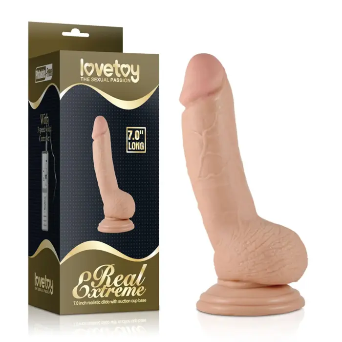 LoveToy Real Extreme Dildo – reālistisks dildo – PVC – miesas krāsa – 17,8 cm