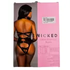 Daria Bodysuit BLK S - Faux Leather & Lace, Crisscross Back, Black — Foto 7