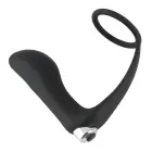 Vibrējošs anālais spraudnis un erekcijas gredzens komplekts – 10.8 cm – Melns — Foto 2