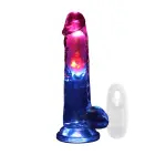 LED vibrējošs taisns vibrators ar bumbiņām – 20 cm – caurspīdīgs Foto 1