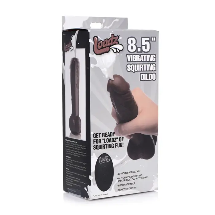 Vibruojantis purškiantis dildo – 21.5 cm (8.5″) – juodas