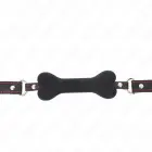 KINK Black Bone Silicone Gag 12 cm – Adjustable Vegan Leather Strap — Photo 3