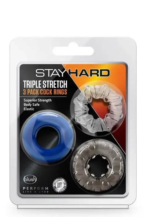 STAY HARD Triple Stretch Cock Rings – 3-Pack