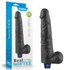 REAL SOFTEE Rechargeable Vibrating Dildo – 26.5 cm (10.5″) – Black — Photo 1