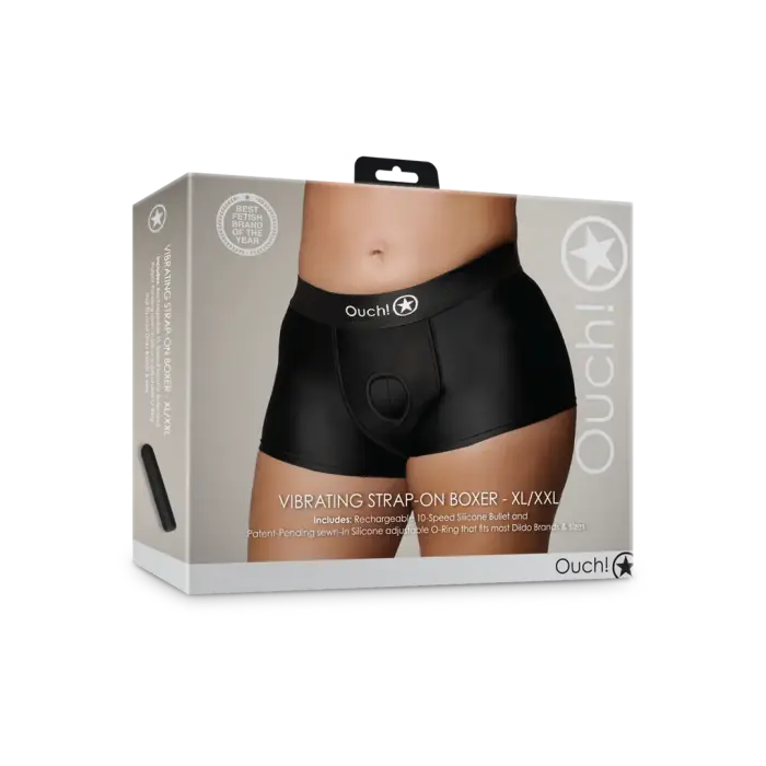 Вибрирующие страпон-боксеры – XL/XXL – черные