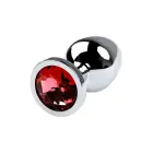 Sudraba anālais spraudnis ar dārgakmeni – M – Sarkans Foto 4