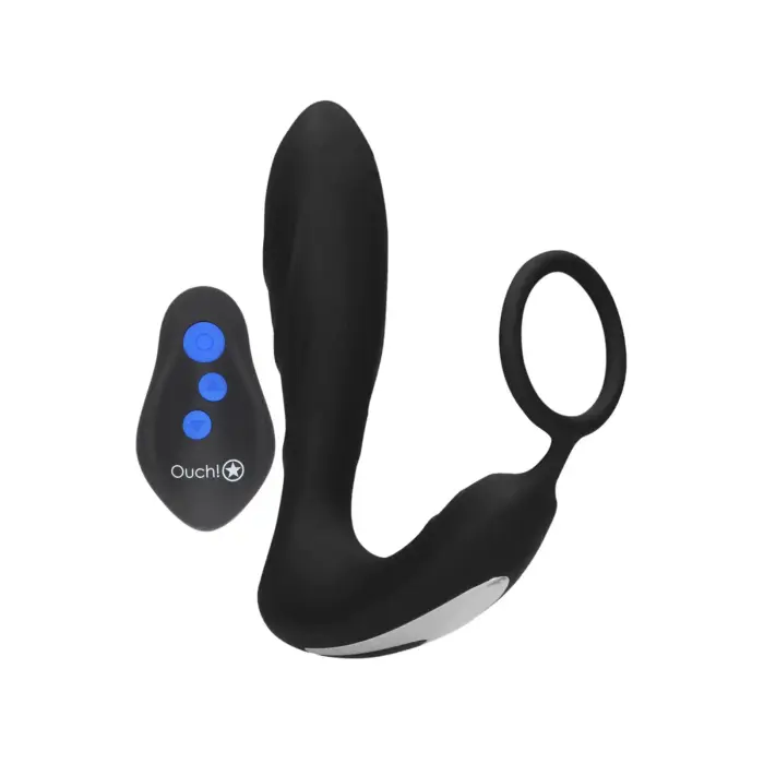 E-stim Vibrating Butt Plug Cockring – Black